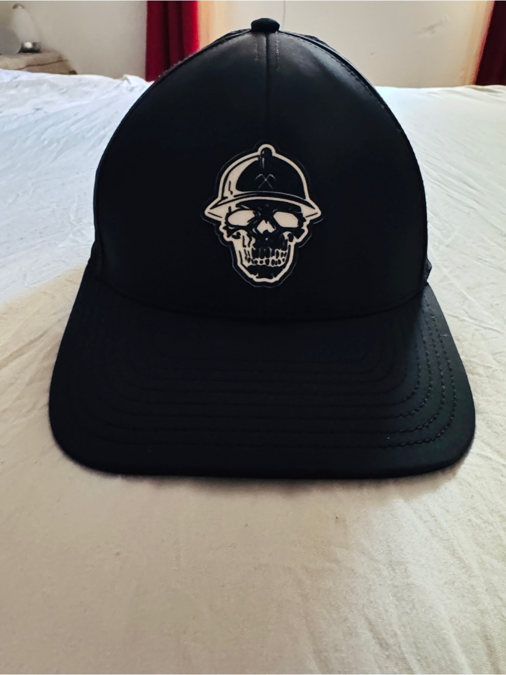 Safe or Die Gear Black Skull Patch Trucker Cap